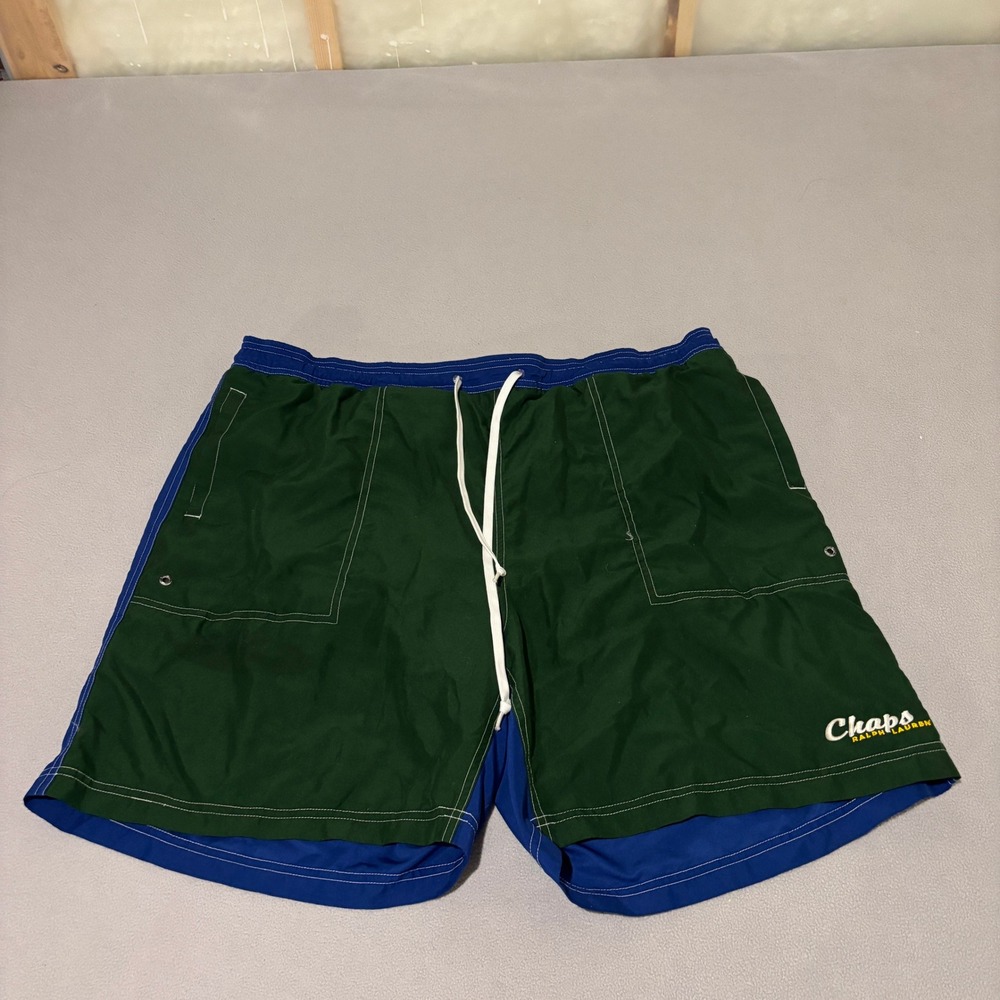 Chaps Ralph Lauren Mens XL Swim Trunks Colorblock Green Mesh‎ Lined Board Shorts